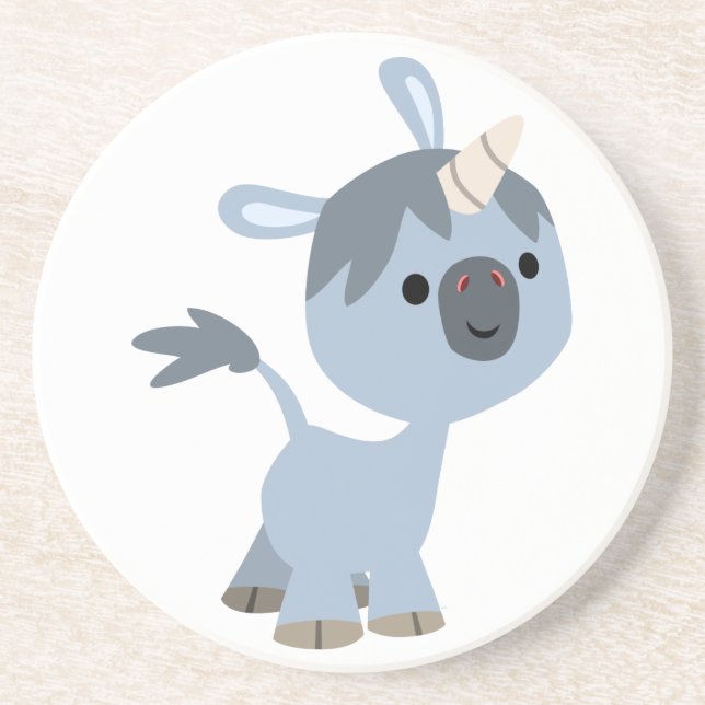 Cute Happy Cartoon Baby Unicorn Coaster (Front)