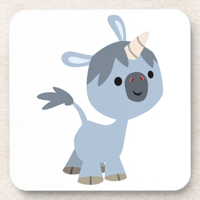 Cute Happy Cartoon Baby Unicorn Coasters Set (Front)