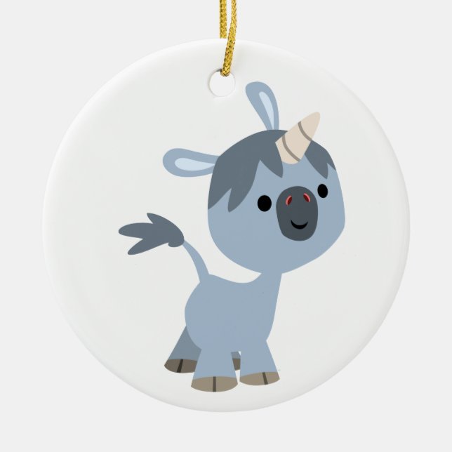 Cute Happy Cartoon Baby Unicorn Ornament (Front)