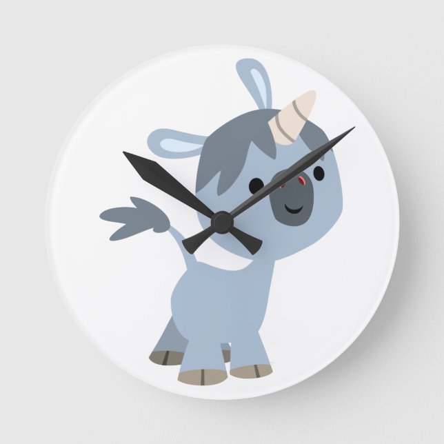 Cute Happy Cartoon Baby Unicorn Wall Clock (Front)