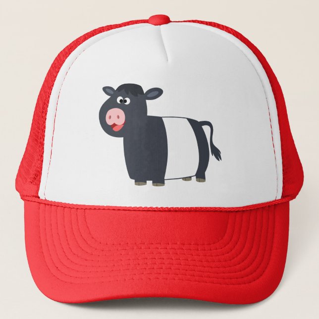 Cute Happy Cartoon Belted Galloway Cow Hat (Front)
