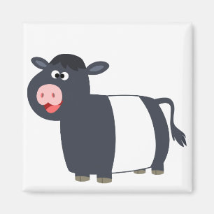 Cute Happy Cartoon Belted Galloway Cow Magnet