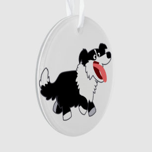 Cute Happy Cartoon Border Collie Acrylic Ornament