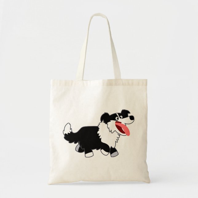 Cute Happy Cartoon Border Collie Bag (Front)