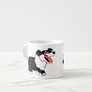 Cute Happy Cartoon Border Collie Espresso Mug