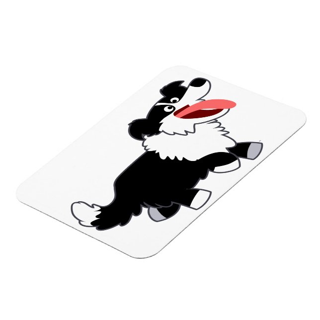 Cute Happy Cartoon Border Collie Flexible Magnet (Left Side)