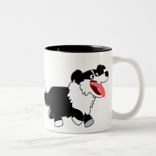 Cute Happy Cartoon Border Collie Mug (Right)
