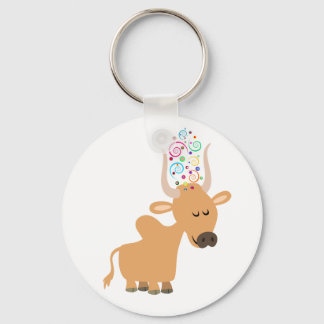 Cute Happy Cartoon Brahman Cow Keychain