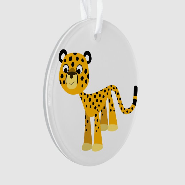 Cute Happy Cartoon Cheetah Acrylic Ornament (Front)