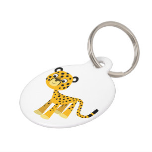 Cute Happy Cartoon Cheetah Dog Tag