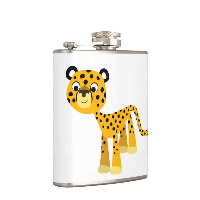 Cute Happy Cartoon Cheetah Hip Flask (Right)