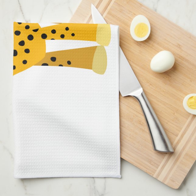 Cute Happy Cartoon Cheetah Kitchen Towel (Quarter Fold)