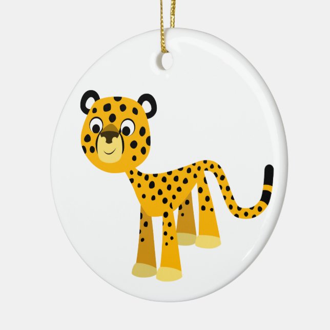 Cute Happy Cartoon Cheetah Ornament (Left)