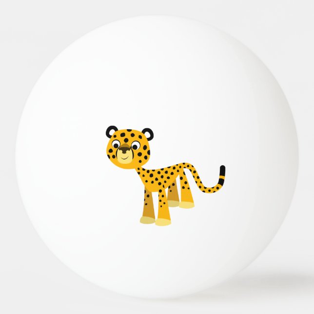 Cute Happy Cartoon Cheetah Ping Pong Ball (Front)