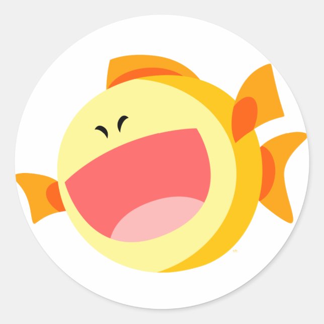 Cute Happy Cartoon Fish Sticker (Front)