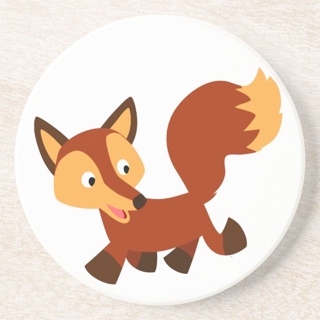 Cute Happy Cartoon Fox Coaster (Front)
