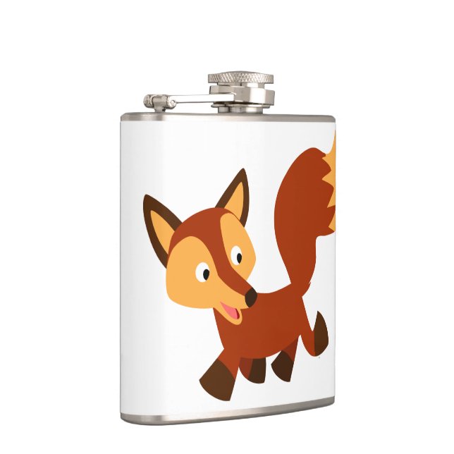 Cute Happy Cartoon Fox Hip Flask (Right)