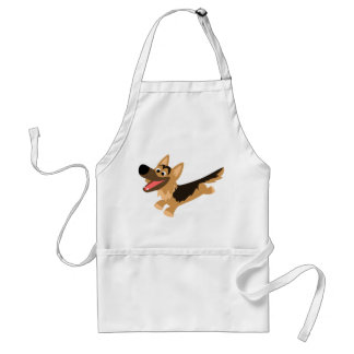 Cute Happy Cartoon German Shepherd Cooking Apron