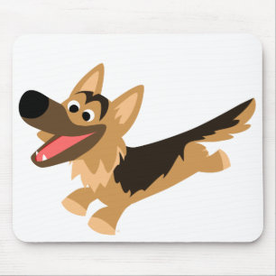 Cute Happy Cartoon German Shepherd Mousemat