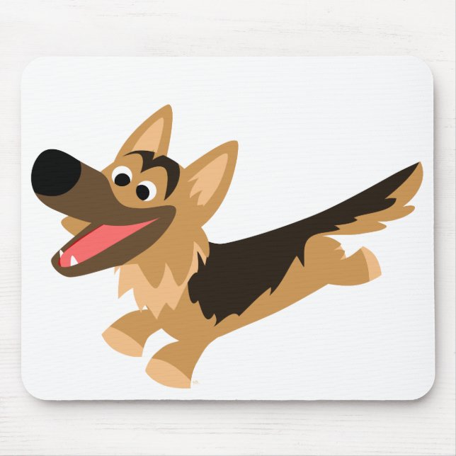 Cute Happy Cartoon German Shepherd Mousemat (Front)