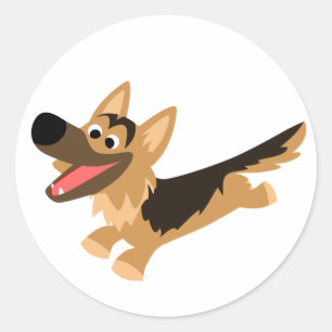 Cute Happy Cartoon German Shepherd Sticker