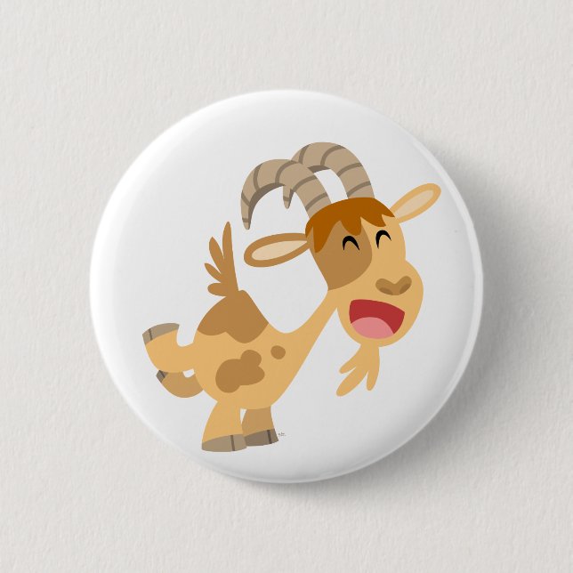Cute Happy Cartoon Goat Buton Badge (Front)