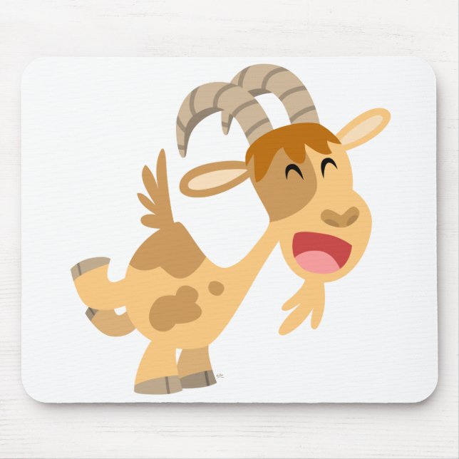 Cute Happy Cartoon Goat Mousepad (Front)
