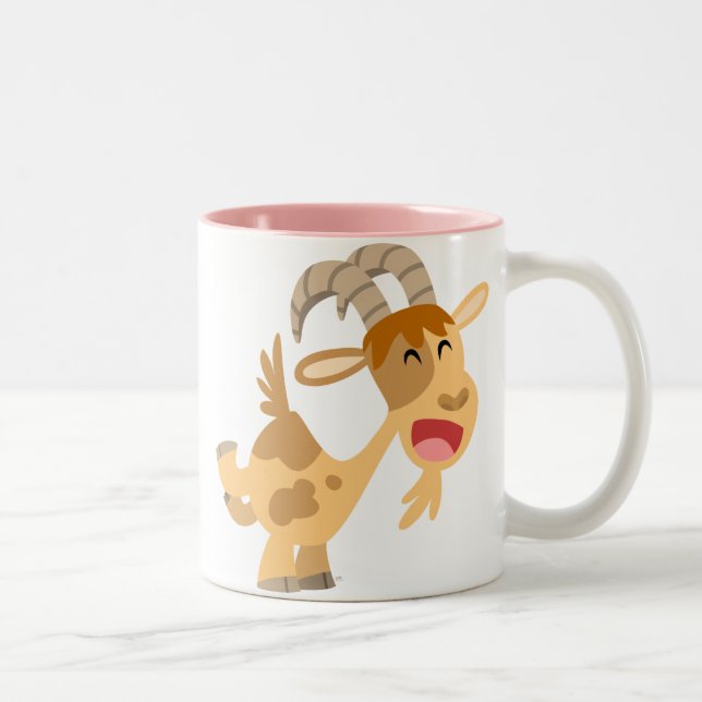 Cute Happy Cartoon Goat Mousepad Two-Tone Coffee Mug (Right)