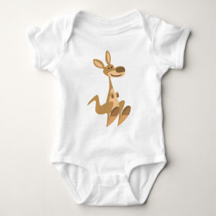 Cute Happy Cartoon Kangaroo  Baby Bodysuit