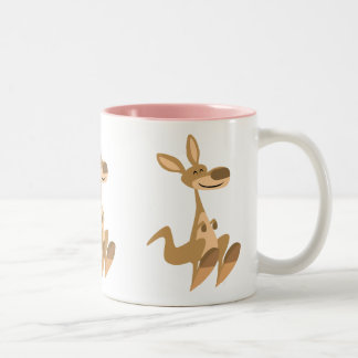 Cute Happy Cartoon Kangaroo Two-Tone Coffee Mug