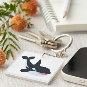 Cute Happy Cartoon Killer Whale Acrylic Keychain