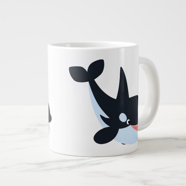 Cute Happy Cartoon Killer Whale Jumbo Mug (Front Right)