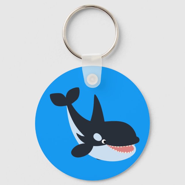 Cute Happy Cartoon Killer Whale Keychain (Front)