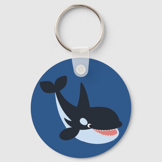 Cute Happy Cartoon Killer Whale Keychain (Front)