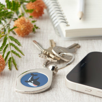 Cute Happy Cartoon Killer Whale Metal Keychain