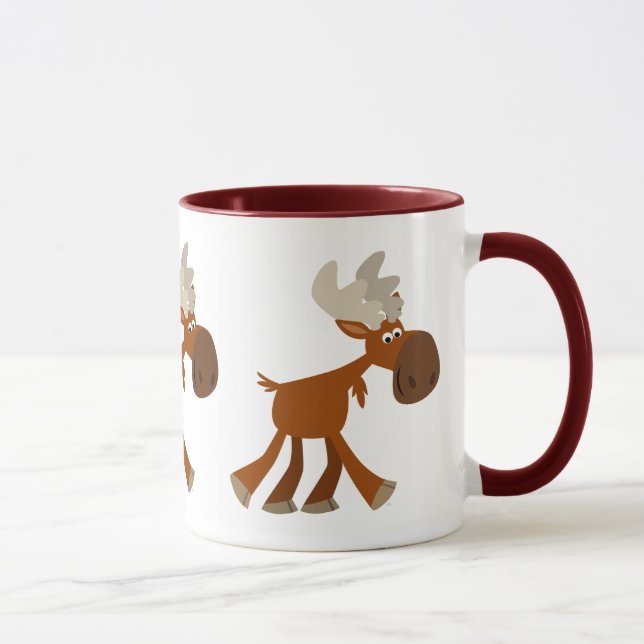 Cute Happy Cartoon Moose Mug (Right)