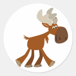 Cute Happy Cartoon Moose Sticker