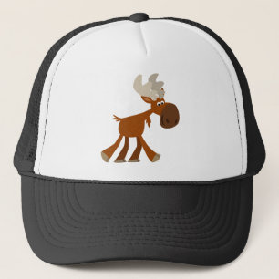Cute Happy Cartoon Moose Trucker Hat