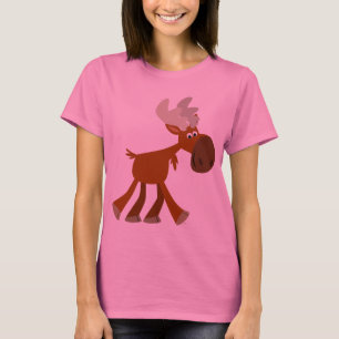 Cute Happy Cartoon Moose Women T-Shirt