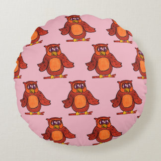 Cute Happy Cartoon Owls Pattern Round Cushion