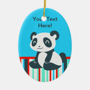 Cute Happy Cartoon Panda Ceramic Tree Decoration