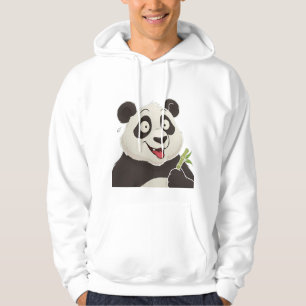 Cute Happy Cartoon Panda with Bamboo Hoodie
