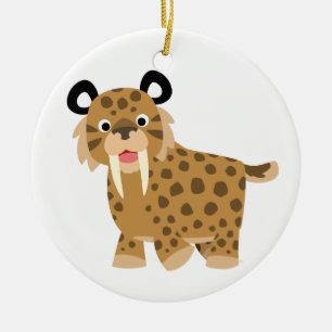 Cute Happy Cartoon Smilodon Ornament