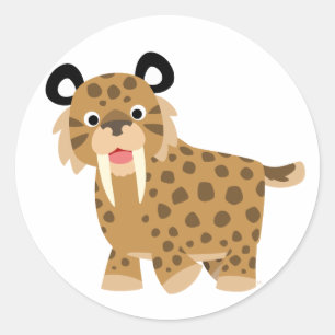 Cute Happy Cartoon Smilodon Sticker