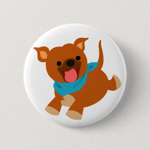 Cute Happy Cartoon Staffie Button Badge