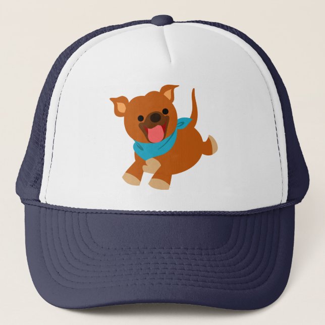 Cute Happy Cartoon Staffie Hat (Front)