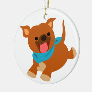 Cute Happy Cartoon Staffie Ornament