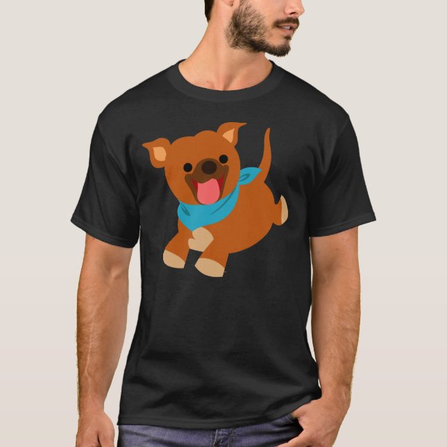 Cute Happy Cartoon Staffie T-Shirt (Front)