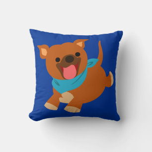 Cute Happy Cartoon Staffie Throw Pillow