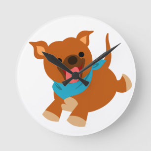 Cute Happy Cartoon Staffie Wall Clock